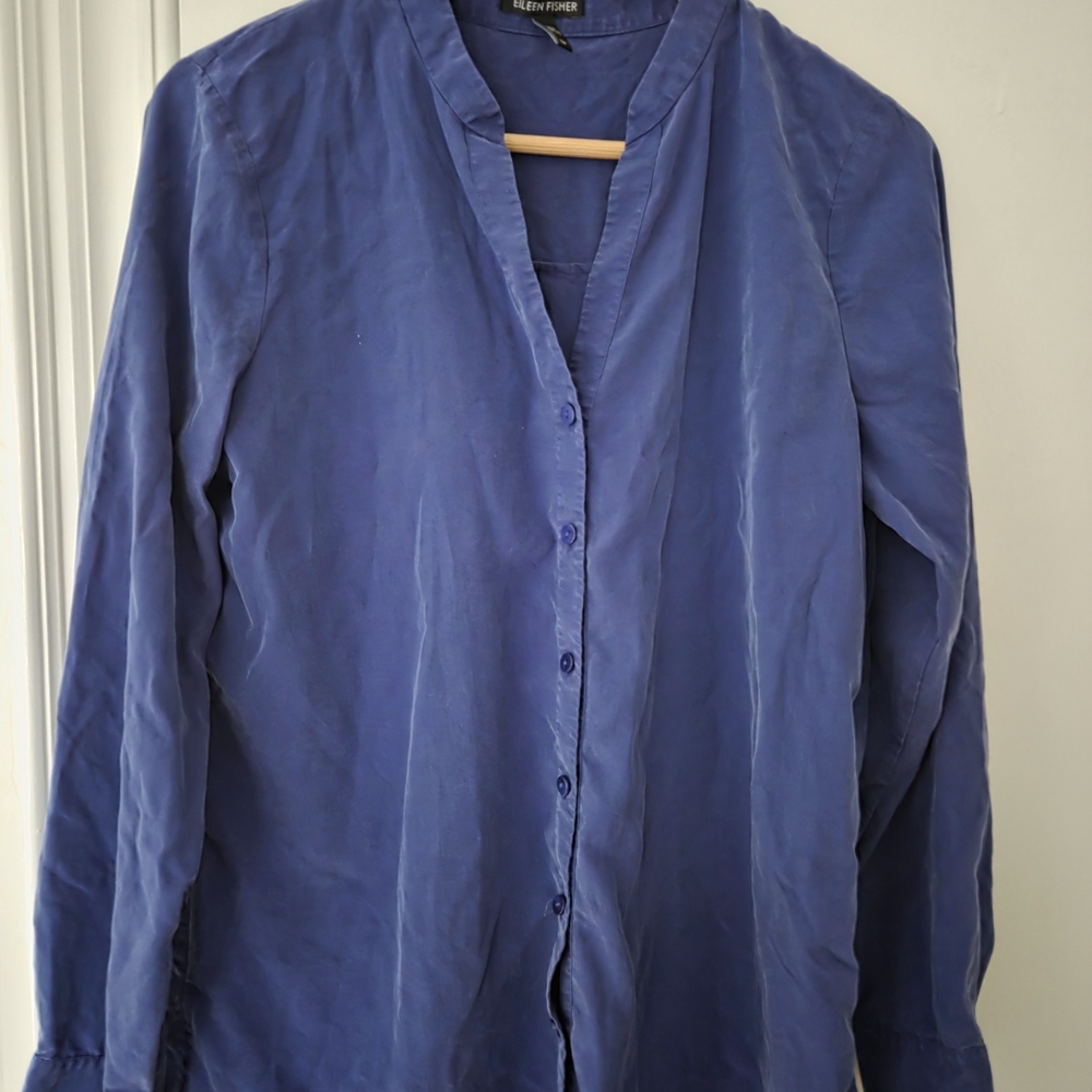 Eileen Fisher Casual Blue Button Down Shirt